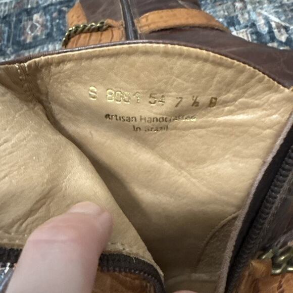 Lucchese Spirit Rachel 2 Tone Brown Leather Harness Western Cowgirl Boots 7.5 - Picture 8 of 8